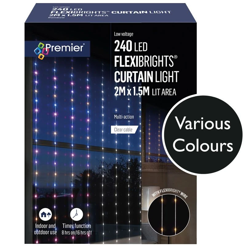 240 LED Flexibright Curtain Lights On Clear Cable 1 240 LED Flexibright Curtain Lights On Clear Cable