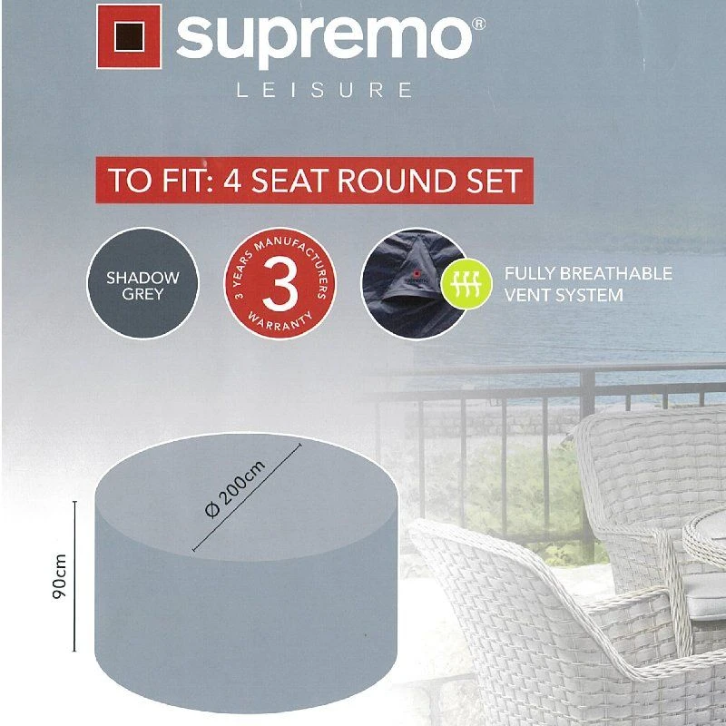 Supremo 4 Seat Round Set All Weather Outdoor Furniture Cover 1 Supremo 4 Seat Round Set All Weather Outdoor Furniture Cover