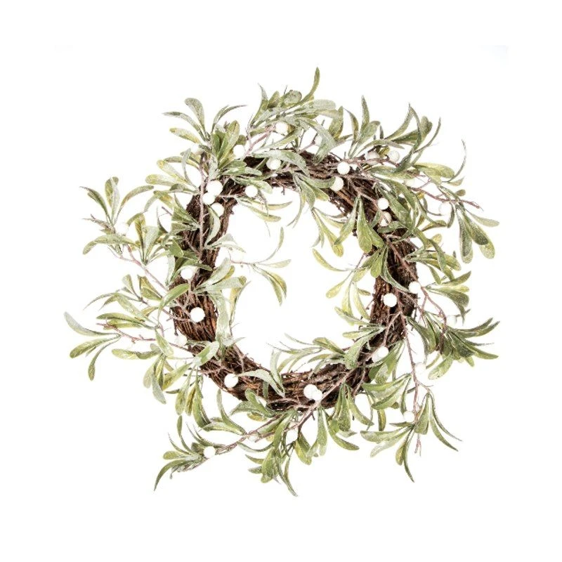 Green Mistletoe With White Berries Artificial Christmas Wreath 1 Green Mistletoe With White Berries Artificial Christmas Wreath