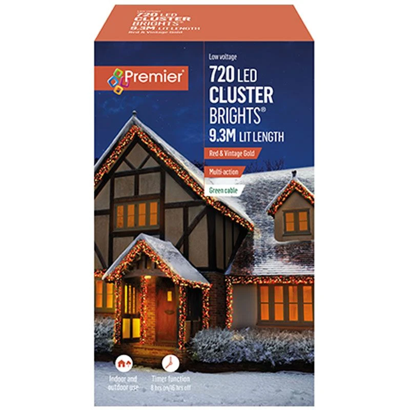 Red & Vintage Gold LED Clusterbrights With Timer 2 Red & Vintage Gold LED Clusterbrights With Timer - Image 2