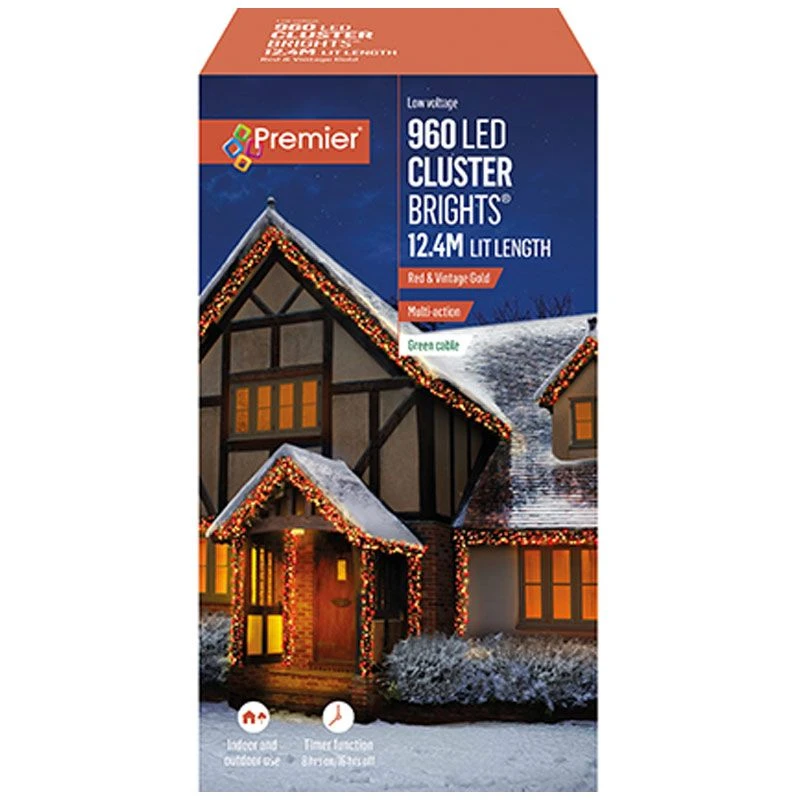 Red & Vintage Gold LED Clusterbrights With Timer 3 Red & Vintage Gold LED Clusterbrights With Timer - Image 3