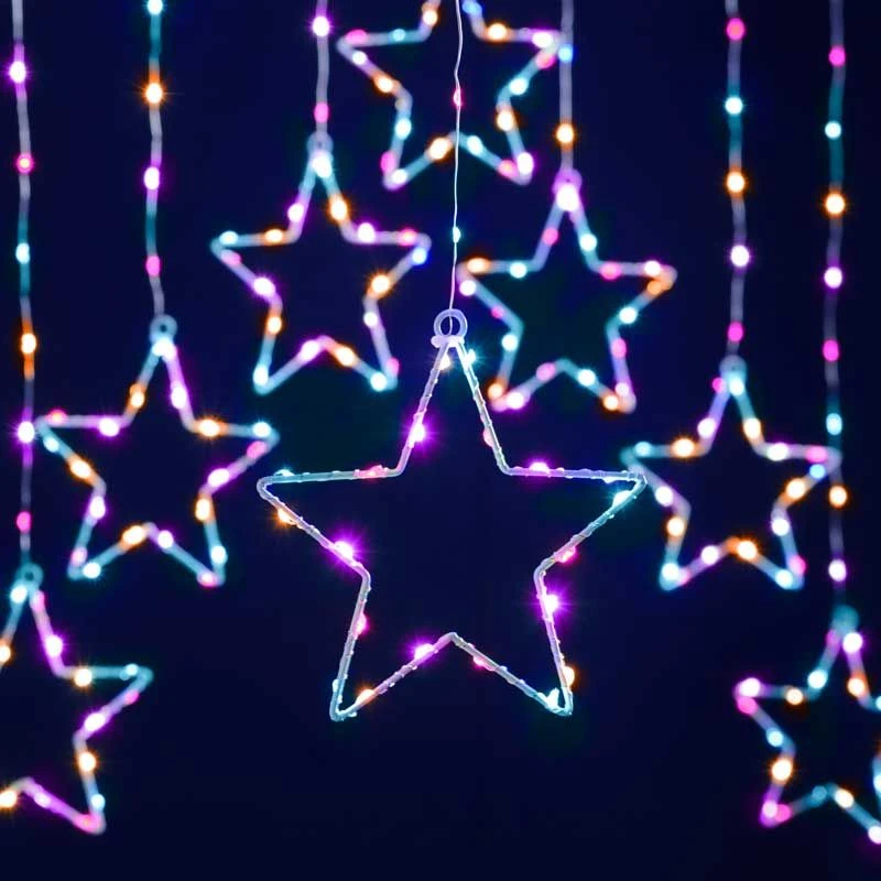 Christmas Star Curtain Lights With Timer 2 Christmas Star Curtain Lights With Timer - Image 2