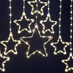 Christmas Star Curtain Lights With Timer 6 Christmas Star Curtain Lights With Timer -DecorFlare Shop festive star curtain light warm white web