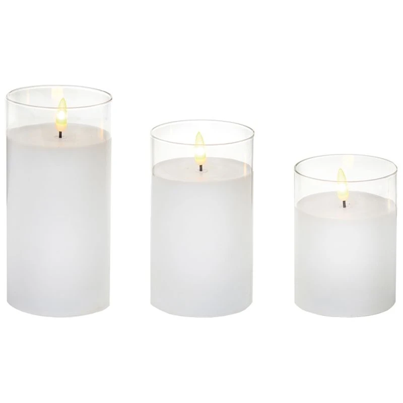 Battery LED Flickabrights Wide Glass Cup Candles With Timer 2 Battery LED Flickabrights Wide Glass Cup Candles With Timer - Image 2