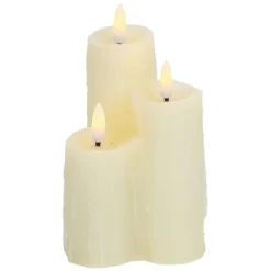 Cream Battery LED Melted Edge Flickabrights Candles With Timer