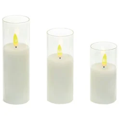 Battery LED Flickabrights Narrow Glass Cup Candles With Timer -DecorFlare Shop flickabrights narrow pearl glass cup web