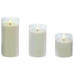 Battery LED Flickabrights Wide Glass Cup Candles With Timer 8 Battery LED Flickabrights Wide Glass Cup Candles With Timer -DecorFlare Shop flickabrights pearl glass cup web