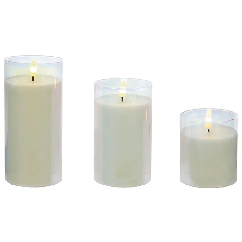 Battery LED Flickabrights Wide Glass Cup Candles With Timer 4 Battery LED Flickabrights Wide Glass Cup Candles With Timer - Image 4