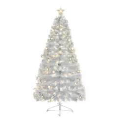 White Fibre Optic Christmas Tree With Snowflakes