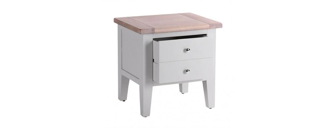 Chalked Oak/Grey 1 Drawer Lamp Table - Oak Furniture 2 Chalked Oak/Grey 1 Drawer Lamp Table - Oak Furniture - Image 2