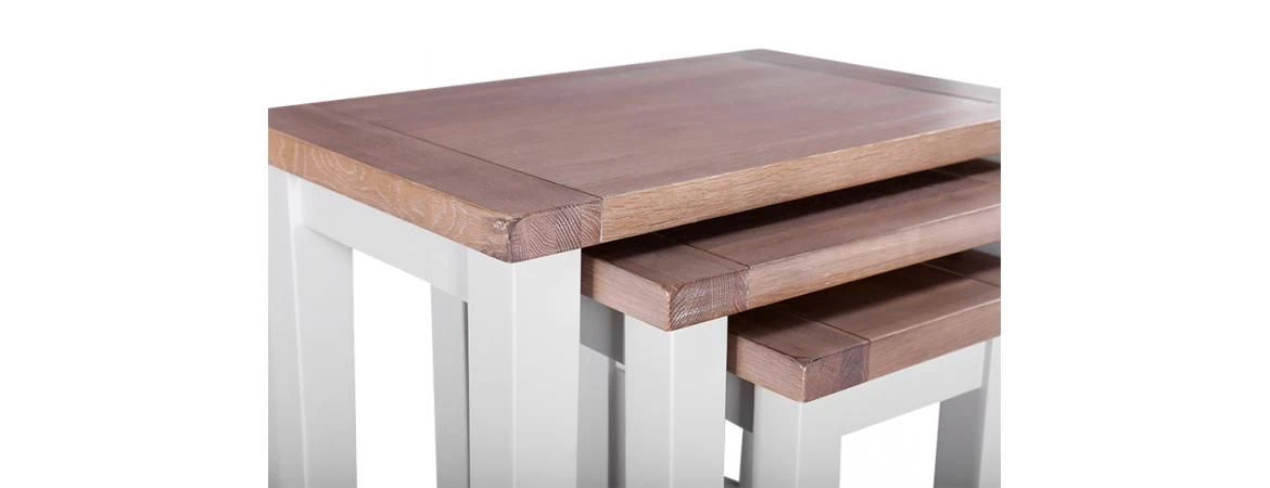 Chalked Oak/Grey Nest Of 3 Tables - Oak Furniture 2 Chalked Oak/Grey Nest Of 3 Tables - Oak Furniture - Image 2