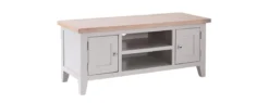 Chalked Oak/Grey 2 Door 1 Shelf TV Unit - Oak Furniture