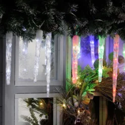 24 Colour Changing Icicle LED Lights On Clear Cable 11 24 Colour Changing Icicle LED Lights On Clear Cable -DecorFlare Shop icicle multi white light mix web