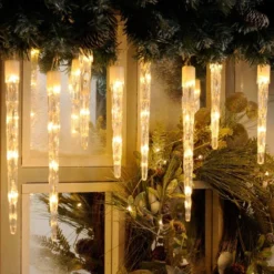 24 Colour Changing Icicle LED Lights On Clear Cable 16 24 Colour Changing Icicle LED Lights On Clear Cable -DecorFlare Shop icicle white ww light1 web