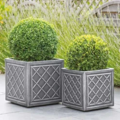 Lead Effect Square Garden Planter -DecorFlare Shop lead square planters web