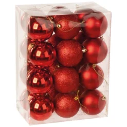 8cm Multi Finish Shatterproof Christmas Baubles (Pack Of 24) 14 8cm Multi Finish Shatterproof Christmas Baubles (Pack Of 24) -DecorFlare Shop p008006 red web