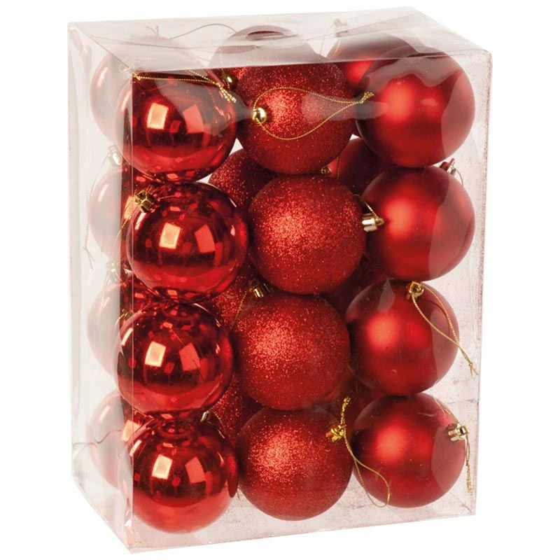 8cm Multi Finish Shatterproof Christmas Baubles (Pack Of 24) 3 8cm Multi Finish Shatterproof Christmas Baubles (Pack Of 24) - Image 3