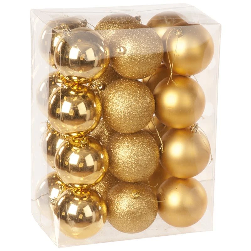 8cm Multi Finish Shatterproof Christmas Baubles (Pack Of 24) 4 8cm Multi Finish Shatterproof Christmas Baubles (Pack Of 24) - Image 4
