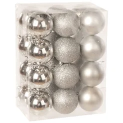 8cm Multi Finish Shatterproof Christmas Baubles (Pack Of 24) 16 8cm Multi Finish Shatterproof Christmas Baubles (Pack Of 24) -DecorFlare Shop p008009 silver web