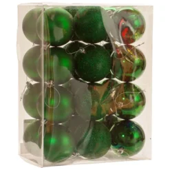 8cm Multi Finish Shatterproof Christmas Baubles (Pack Of 24) 20 8cm Multi Finish Shatterproof Christmas Baubles (Pack Of 24) -DecorFlare Shop p015701 rich green web