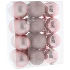 8cm Multi Finish Shatterproof Christmas Baubles (Pack Of 24) 19 8cm Multi Finish Shatterproof Christmas Baubles (Pack Of 24) -DecorFlare Shop p035028 light pink web