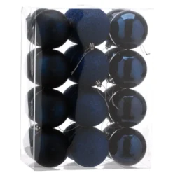 8cm Multi Finish Shatterproof Christmas Baubles (Pack Of 24) 21 8cm Multi Finish Shatterproof Christmas Baubles (Pack Of 24) -DecorFlare Shop p040947 dark navy web