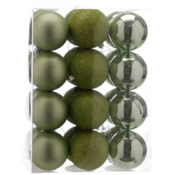 8cm Multi Finish Shatterproof Christmas Baubles (Pack Of 24) 22 8cm Multi Finish Shatterproof Christmas Baubles (Pack Of 24) -DecorFlare Shop p040950 sage green web