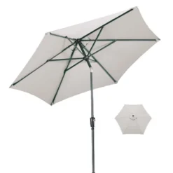 Riviera Deluxe Crank Parasol - French Grey Shade