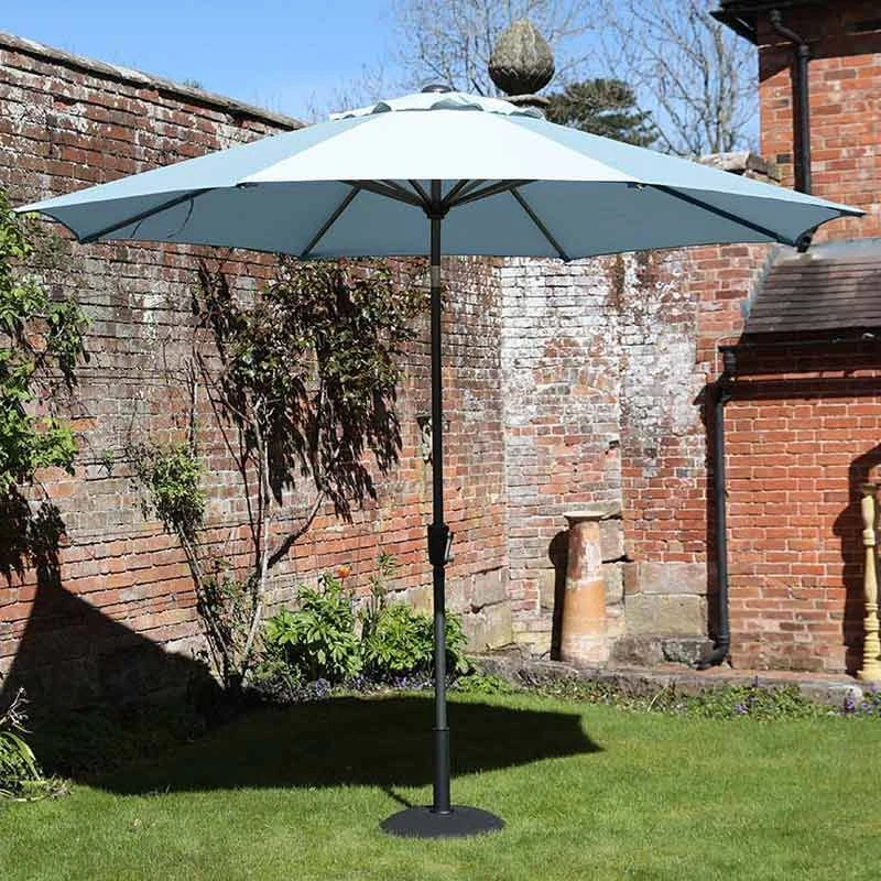 Riviera Deluxe Crank Parasol - Duck Egg Blue Shade 2 Riviera Deluxe Crank Parasol - Duck Egg Blue Shade - Image 2