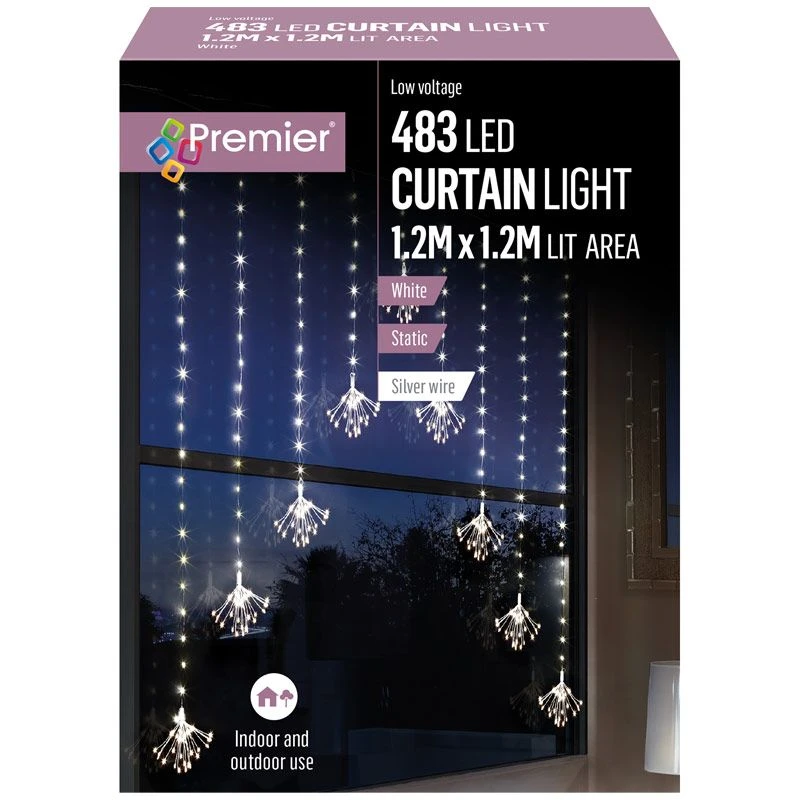 Starburst Sputnik LED Silver Pin Wire Curtain Lights 2 Starburst Sputnik LED Silver Pin Wire Curtain Lights - Image 2