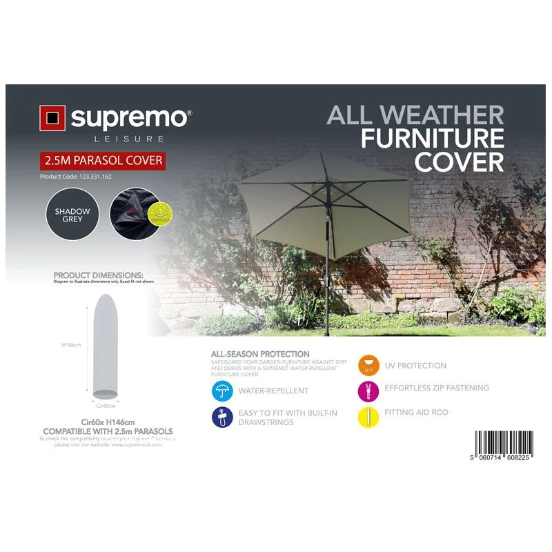 Supremo 2.5 Metre Parasol All Weather Outdoor Cover 2 Supremo 2.5 Metre Parasol All Weather Outdoor Cover - Image 2