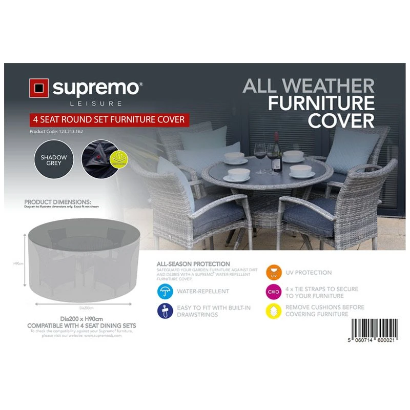Supremo 4 Seat Round Set All Weather Outdoor Furniture Cover 3 Supremo 4 Seat Round Set All Weather Outdoor Furniture Cover - Image 3
