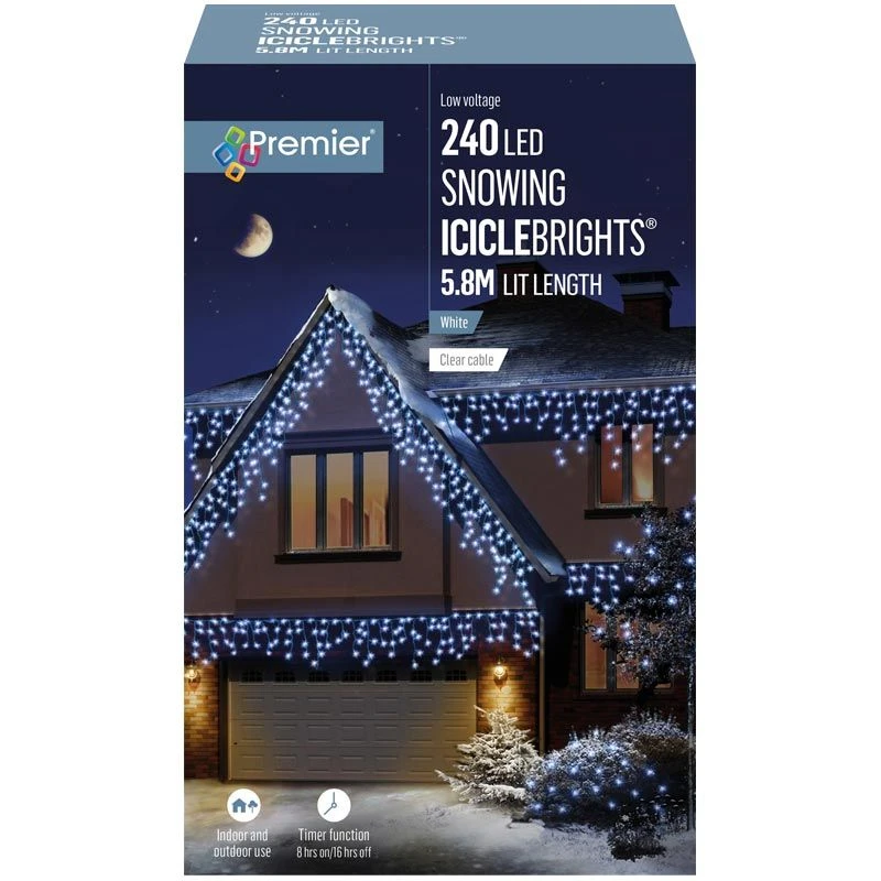 White LED Snowing Iciclebrights With Timer 1 White LED Snowing Iciclebrights With Timer